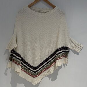 Anthropologie Sleeping On Snow Woman Cream Pullover Sweater Poncho Top Size XS